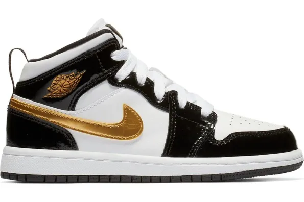 NIKE Air Jordan 1 Mid Black and white patent leather