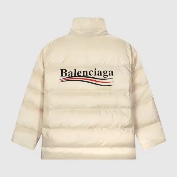 Balenciaga Down Jacket Cream With Long Logo