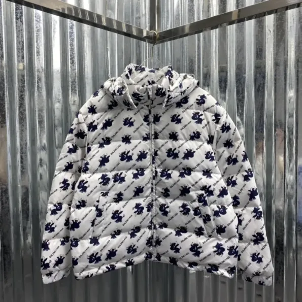 Balenciaga Down Jacket White With Black Logo