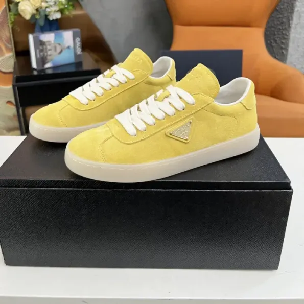 Prada Lane Deer Leather Sneakers Yellow