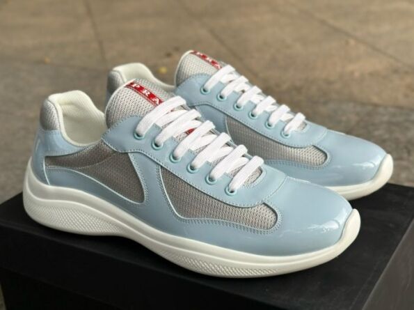 Prada America's Cup Biker Fabric Sneaker Pastel Blue