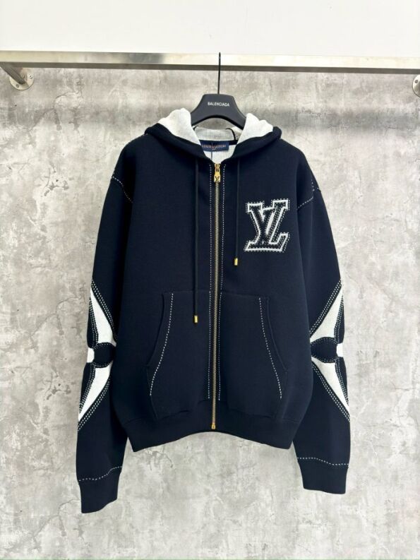 LV Zip Hoodie Black White